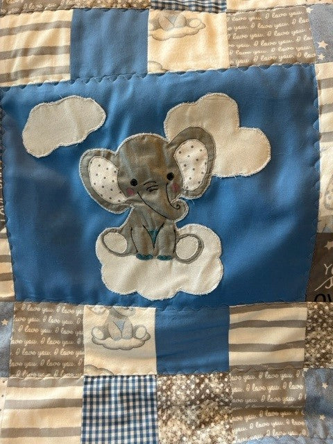 “Elephant Cloud Cuddle” Baby Quilt