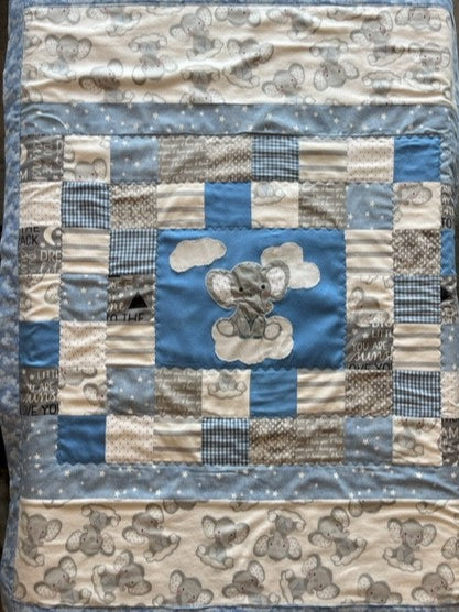 “Elephant Cloud Cuddle” Baby Quilt