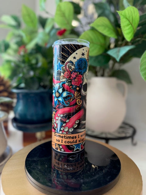 "Zero Patience Octo-Skull" Tumbler - Sassy Spirits Tarot Collection