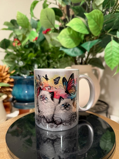 "Whimsy Kittens" Silver Shimmer Coffee Mug