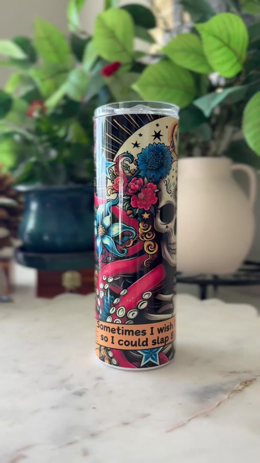 "Zero Patience Octo-Skull" Tumbler - Sassy Spirits Tarot Collection